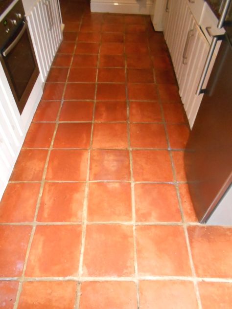 Not too long ago, I visited a house in the town of Fulwood in Preston, Lancashire. My client had a Terracotta tiled floor which had been neglected for many years and in their attempt to improve it had unfortunately been given some very poor advice by tile retailers, all of whom sold him different products, and each of which was unsuitable. Tile Grout Color, Terracotta Tile Floor, Saltillo Tile Floor, Garden Slabs, Terracotta Floors, Yoga Ideas, Preston Lancashire, Saltillo Tile, Terracotta Tile