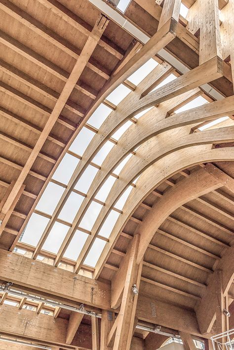 Gallery of New Images Reveal EMBT's Timber Central Station in Naples - 21 Roof Truss Design, Types Of Timber, Timber Architecture, Timber Roof, Wooden Architecture, Wood Architecture, Roof Architecture, Timber Structure, Architectural Section