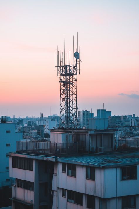 Tokyo Rooftop at Sunset - Vave BG Tokyo Rooftop, Japan Rooftop Aesthetic, Rooftop Film Photography, Sunset In Tokyo, Rinko Kawauchi, Tokyo From Above, Tokyo Apartment, Pink Sky, Apartment Building