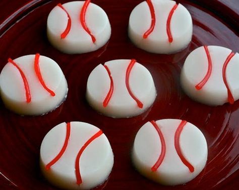 Learn more about Baseball Jello Shots from SideChef! World Series Party, Jello Pudding Shots, Whipped Cream Vodka, Pudding Shots, Homemade Soft Pretzels, Jello Shot Recipes, Jello Shot, Unflavored Gelatin, Baseball Party