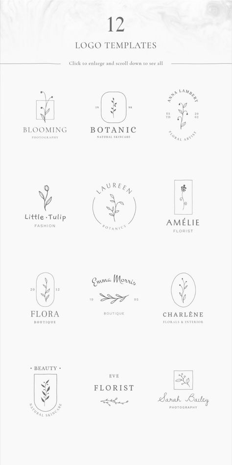 Floral Logos & Illustrations Floral Logos, Shape Ideas, Logo Fleur, Business Fonts, Inspiration Logo Design, Florist Logo, Floral Logo Design, Logo Floral, Bakery Logo