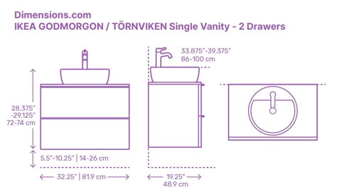 The IKEA GODMORGON / TÖRNVIKEN Single Vanity has a clean and minimal design fit for bathrooms of all styles. The 2 drawers of the single vanity are deep and can store a variety of items. The IKEA GODMORGON / TÖRNVIKEN Single Vanity was designed by Magnus Elebäck for IKEA. Downloads online #fixtures #bathroom #vanities #IKEA Bathroom Furniture Dimensions, Bathroom Fittings Ideas, Plumbing Plan Layout, Architecture Dimensions, Vanity Dimensions, Bathroom Layout Plans, Ikea Godmorgon, Plumbing Plan, Bathroom Chair