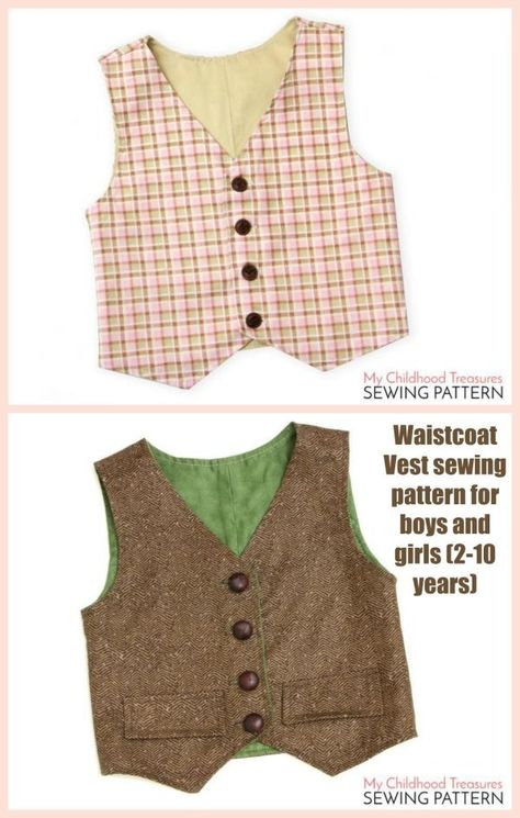 Diy Vest Pattern, Diy Vest, Boys Clothes Patterns, Vest Sewing, Waistcoat Pattern, Boys Sewing Patterns, Boys Waistcoat, Baby Boy Vest, Vest Pattern Free