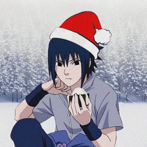 Sasuke Christmas Pfp, Naruto Christmas Pfp, Naruto Christmas Icons, Anime Xmas Icon, Itachi Christmas, Sasuke Christmas, Pfp Anime Christmas, Christmas Pfp Anime, Christmas Naruto