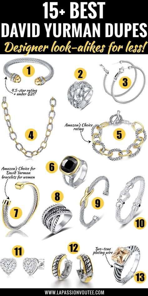 Best-selling David Yurman dupes! This is your ultimate guide to the best look alike David Yurman jewelry. It features a roundup of the best designer inspired cable bracelets that look like real David Yurman bracelets without the expensive price tag. These designer dupes are amazing alternatives that won't break the bank. Get the scoop! #dupes #designerdupes #jewelry #davidyurman David Yurman Bracelets, Queen Of Sparkles, Alaska Fashion, David Yurman Bracelet, Women Street Style, Look Alikes, Cable Bracelets, Summer Street Style, David Yurman Jewelry