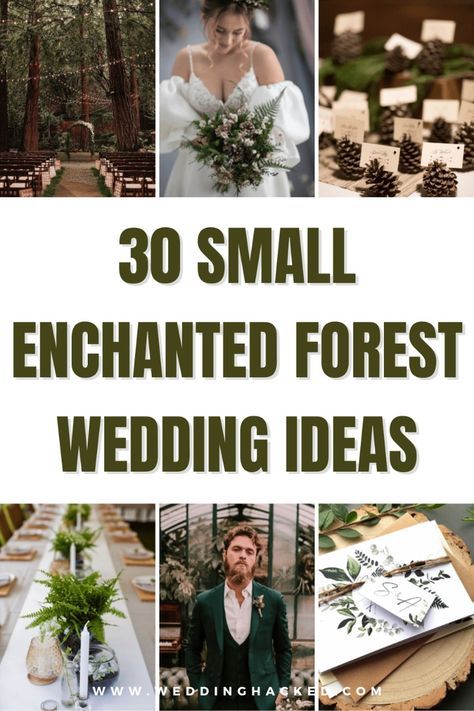 30 Beautiful Ideas To Have A Small, Enchanted & Whimsical Forest Wedding Forest Theme Wedding Invitations, Whimsical Forest Wedding, Forest Wedding Ideas, Forest Wedding Decorations, Forest Wedding Reception, Enchanted Forest Wedding Theme, Enchanted Forest Decorations, Whimsical Wedding Theme, Nordic Wedding