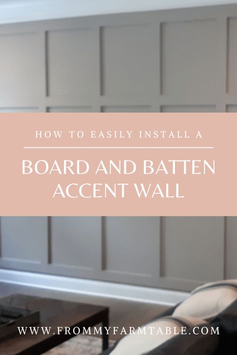 How to easily install a board and batten accent wall Batten Diy, Board And Batten Accent Wall, Batten Accent Wall, Cabin Remodel, Diy Board And Batten, Batten Wall, Baseboard Trim, Basement Living, Frame Molding