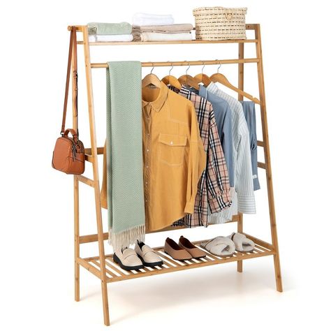 Bamboo Clothes, Hanging Scarves, Open Wardrobe, Heavy Duty Clothes Rack, Shoe Storage Shelf, Garment Rack, Bamboo Clothing, Clothes Rail, Hanging Clothes