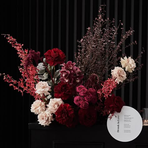 Scratching that stunning blooms/perfect lighting/moody backdrop itch that we bloody love with these beauts by @fleurfetti ❤️ Bar flowers done right! #fleurfetti #melbourneflorist #melbourneweddingflowers #melbourneflowers #thefloristquarter #australianflorists #freelanceflorists #australianfloristdirectory #forflowerlovers #flowercommunity #floristcommunity #communityovercompetition Wedding Flower Theme, Moody Bar, Bar Flowers, Moody Wedding Flowers, Dark Romantic Wedding, New Years Wedding, Romantic Vibes, February Wedding, Marsala Wedding