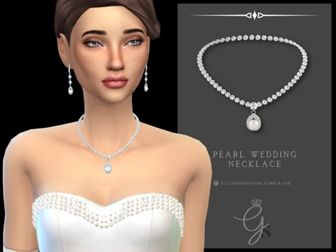 Pearl Wedding Necklace | Glitterberry Sims on Patreon Sims 4 Wedding Necklace, Sims 4 Wedding Earrings, Sims 4 Patreon Necklace, Necklaces Sims 4 Cc Patreon, Sims 4 Cc Jewellery Patreon, Ts4 Necklace Cc Patreon, Sims 4 Cc Wedding Jewelry, Pearl Necklace Sims 4 Cc, Sims 4 Cc Necklace Patron