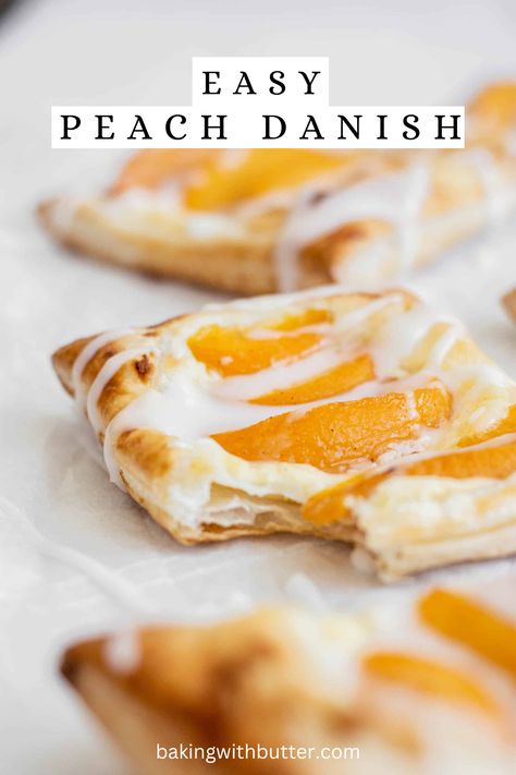 Peach Danish, Can Peaches Recipes, Easy Puff Pastry Desserts, Peach Puff Pastry, Peaches Cream Cheese, Blueberry Cake Filling, Cream Cheese Danish Recipe, Cream Cheese Puff Pastry, Fresh Peach Recipes