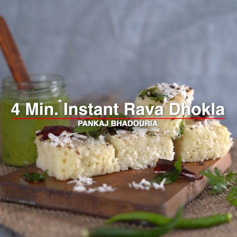 MasterChef Pankaj Bhadouria - 4 Min.Instant Rawa Dhokla Pankaj Bhadouria, Green Chutney, Spice It Up, Breakfast Recipe, Chutney, Get Ready, Spice Things Up, Breakfast Recipes, Green