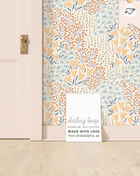 Fun Bathroom Wallpaper, Boho Nursery Wallpaper, Fun Kids Bathroom, Cottagecore Nursery, Colorful Scandinavian, Kid Bathroom, Olive June, Pink Cottagecore, Scandinavian Floral