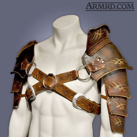 fighting/hunting Shoulder Armour, Costume Armour, Armor Clothing, Larp Costume, Shoulder Armor, Leather Armor, Knight Armor, Medieval Armor, Fantasy Costumes