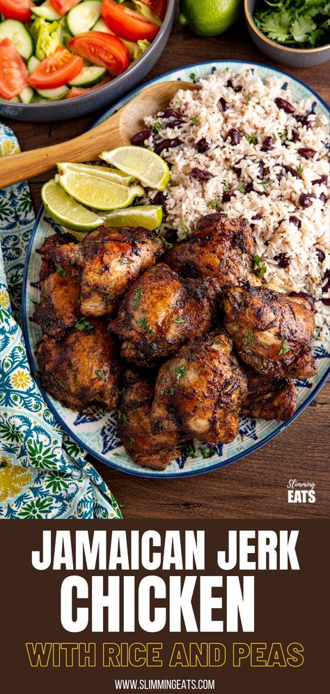 Jerk Chicken With Rice, Jerk Chicken And Rice, Jerk Recipe, Southern Foods, Creole Food, Jerk Chicken Recipe, Jamaican Jerk Chicken, Carribean Food, Chicken With Rice