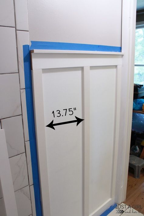 How to Install Board and Batten in a Small Space (Primary Bathroom Update) | Abby Organizes Best Kitchen Design, Board And Batten Wall, Bathroom Door, Room Remodel, Bathroom Update, Bathroom Redo, Diy Remodel, Board And Batten, Bath Room