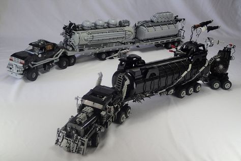 the War Rig and the People Eater's Limousine | by Clever Lego Reference Lego Mad Max Cars, Lego Reference, Lego Apocalypse, Lego Zombies, Best Rc Cars, Lego Simpsons, Lego Hobbit, Lego Truck, Lego Sculptures