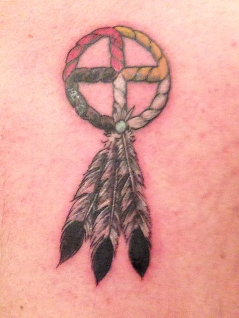 Medicine Wheel Native American Medicine Wheel Tattoo, Medicine Wheel Tattoo Ideas, Medicine Wheel Tattoo, Native American Medicine Wheel, Indian Feather Tattoos, Wheel Tattoo, Dream Catcher Tattoo Design, Native American Tattoos, Native Tattoos