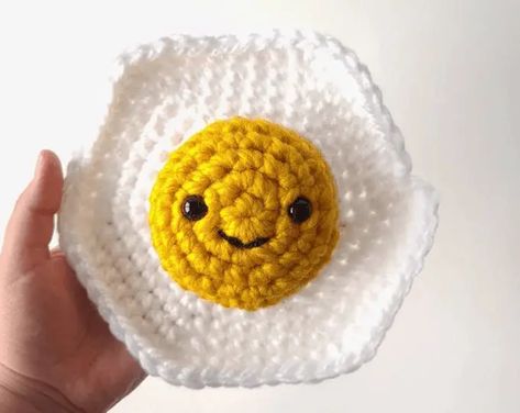 Crochet Fried Egg, Egg Plushie, Jay Crochet, Egg Amigurumi, Egg Crochet, Food Plush, Amigurumi Food, Gift Crochet, Giant Food