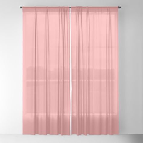 Coral Pink Pastel Sheer Curtains & Drapes by Beautiful Homes - 50" x 96" - Set of Two Pink Sheer Curtains, Window Treatments Sheer, Living Colors, Window Sheers, Curtain Texture, Sheer Drapes, Pink Solid, Pink Pastel, Popular Color