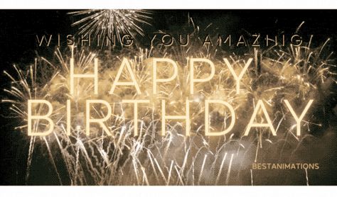 Wishing You Amazing Birthday Gif Happy Birthday Fireworks Gif, Happy Birthday Gif Animation, Happy Birthday Wishes Gif, Happy Birthday In German, Happy Birthday Fireworks, Birthday Fireworks, Stars Animation, Happy Birthday Calligraphy, Happy Birthday Gif