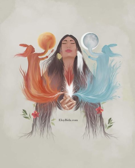 Medicine Woman Art, Powerful Woman Drawing, Sacred Woman, Medicine Woman, Female Character Concept, Spiritual Artwork, Fire Water, Feminine Art, Fantasy Images