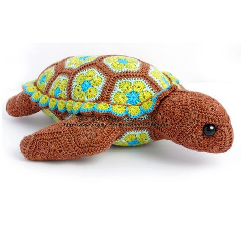 African Flower Crochet Pattern, Turtle Stuffed Animal, African Flower Crochet, Granny Square Häkelanleitung, Flower Crochet Pattern, Crochet Turtle Pattern, Square Crochet Pattern, Foundation Single Crochet