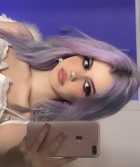 Silver Purple Hair Color, Purple Hair With Blonde Bangs, Lilac Hair Aesthetic, Lilac Purple Hair, Lavender Purple Hair, Grey Hair Colour, Light Purple Hair, Colour Collection, Stronger Hair