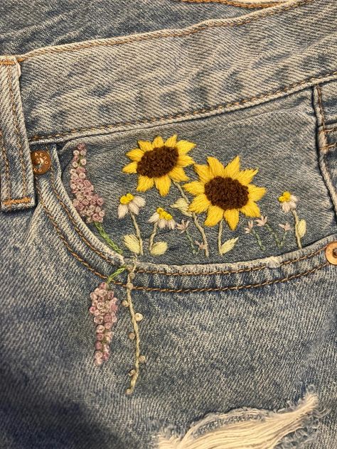 Designer Jeans, Sunflower, Embroidery, Fashion Outfits