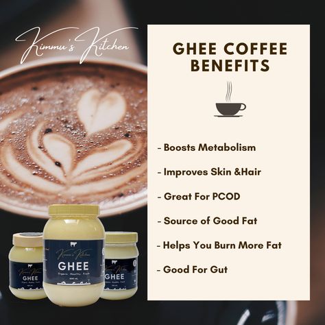 Ghee Coffee, Coffee Benefits, Good Fats, Boost Metabolism, Health Facts, Ghee, Improve Skin, Dietary Supplements, In The Morning