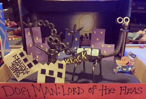 Dog Man Diorama Book Talk Shoe Box Diorama Book Report, Shoe Box Diorama, Dog Man Book, Dog Man, Book Report, Book Talk, 5th Grades, 5th Grade, 3rd Grade