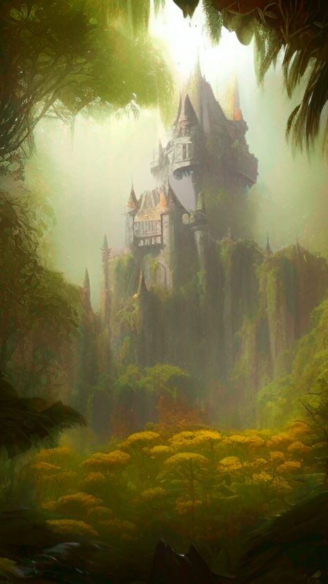 Kingdom In The Forest, Fantasy Novel Inspiration, Enchanted Forest Castle, Castle In Forest, Forest Castle, Moodboard Art, Forest Kingdom, Book Collage, Castle Illustration