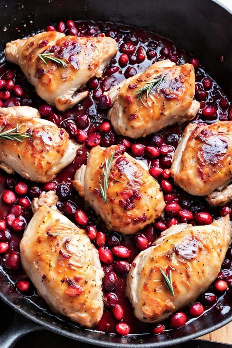 One-pan Cranberry Rosemary Chicken Recipe

Ingredients

- 4 bone-in chicken thighs, skin-on
- 2 tablespoons olive oil
- 1 cup fresh cranberries
- 1/2 cup chicken broth
- 1/4 cup honey
- 2 tablespoons fresh rosemary, chopped
- Salt and pepper to taste

Full Cooking Instructions on... Cranberry Chicken Sausage Recipes, Cranberry Chicken Recipe, Chicken Rosemary Recipes, Rosemary Chicken Recipes, Chicken With Cranberry Sauce, Cranberry Chicken Thighs, Cranberry Chicken Breast, Cranberry Rosemary Chicken, Bone In Chicken Thigh Recipes