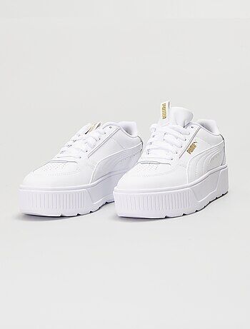 Zapatillas 'PUMA' blancas - Blanco - Mujer - Talla 41 - - Zapatillas deportivas blancas 'PUMA' - De material sintético- Suela gruesa- Con cordones - Logotipo de 'Puma' en la lengüeta + en la parte trasera- Forro y plantilla de malla- Suela de contacto blanca Baskets Adidas, Puma Platform, Platform Sneaker, Puma Platform Sneakers, Puma Sneaker, Baskets, Converse, Adidas, Nike