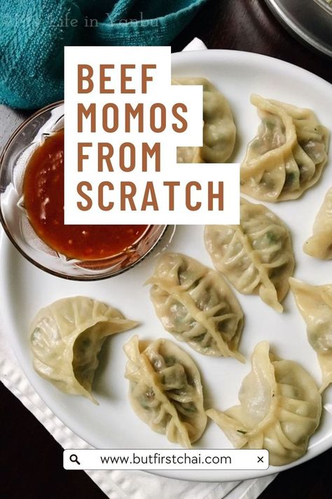 Beef Momos—do they really need an introduction? These tender, steamed dumplings filled with juicy meat are delightful on their own but truly shine when paired with some homemade chilli sauce. And don't worry, I've included a fantastic recipe for the sauce as well! Beef Dumplings Recipe, Homemade Chilli Sauce, Sweet Chilli Sauce Recipe, Beef Dumplings, Veg Momos, Homemade Chilli, Dumpling Filling, Steamed Dumplings, Garlic Chives