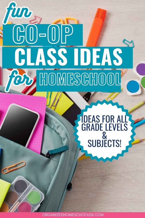 Useful {and Fun!} Homeschool Co-op Class Ideas Fun Homeschool Projects, Homeschool Co Op Art Ideas, Homeschool Co Op Class Ideas Fun, Fun Homeschool Activities For Middle School, Homeschool Club Ideas, Co Op Class Ideas Homeschool Middle School, Kindergarten Homeschool Co-op Ideas, High School Homeschool Co Op Ideas, Homeschool Coop Class Ideas High School