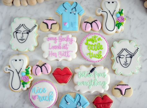 🍑 OMG Becky, look at these cookies. I was so excited to have some creative freedom for these thank you cookies for a plastic surgeon's office! Plastic Surgery Cookies Decorated, Surgery Cookies, Plastic Surgeon Office, Thank You Cookies, Oncology Nursing, Three Bears, Creative Freedom, Plastic Surgeon, Custom Cookies