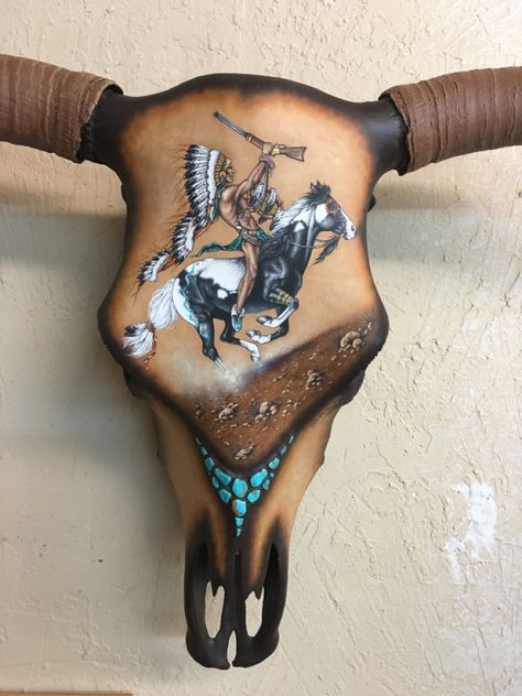 Painted Longhorn Skull, Beaded Cow Skulls, Skull Decor Diy, Painting Skulls, Beaded Cow, Painted Deer Skulls, Animal Skull Decor, Backyard Waterfalls, Deer Skull Art