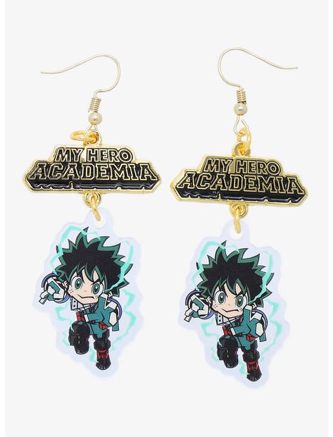 My Hero Academia Deku Charm Earrings Cute Deku, Academia Earrings, My Hero Academia Deku, Silly Clothes, All For One, Anime Jewelry, One For All, Hero Costumes, Boku No Hero Academia Funny