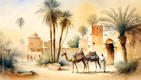 Islamic Mural Art, Arabic Painting Images, Camels Art, Blue Butterfly Wallpaper, Nature Background Images, Cartoon House, Cool Backgrounds Wallpapers, New Background Images, Egypt Art