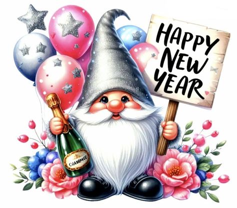 New Year Gnome, Candy Photoshoot, Gnome Pictures, Happy New Year Background, New Year Art, New Year Pictures, Gnomes Crafts, Christmas Gif, Cards Christmas