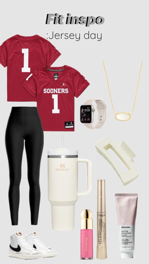 School spirit week ideas!! #outfitinspo #beauty #jersey Jersey Day Spirit Week, School Spirit Week Ideas, School Spirit Outfit, Spirit Week Ideas, School Spirit Week, Jersey Day, Spirit Week Outfits, Red Ribbon Week, Priming Moisturizer