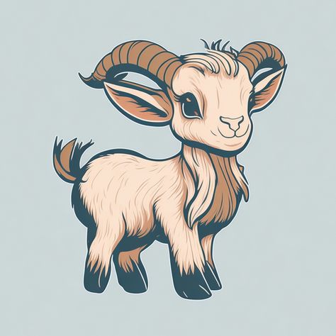 goat Goat Cartoon Drawing, Cute Goat Art, Cute Goat, Goat Art, Cute Goats, Cartoon Drawing, Zodiac Art, Cartoon Drawings, Goats