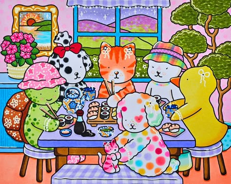 🍣 The cutest little meal with friends ✨️ Colouring page out of Day to Night book by @bobbiegoodsart #bobbiegoods #bobbiegoodsart #bobbiegoodscoloringpages #bobbiegoodscoloringbook #coloring #colouring #coloringpages #ohuhumarkers #coloringtherapy #sushi Finished Colouring Pages, Day To Night Bobbie Goods, Coloring Pages Ideas Finished, Coloring Pages Finished, Bobbie Goods Day To Night, Bobbie Goods Coloring Pages Completed, Cozy Friends Coloring Pages Finished, Finished Bobbie Goods Coloring Pages, Finished Coloring Pages For Adults