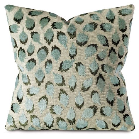 Trinka Pillow, Spa Green Luxury Pillows Decorative, Chenille Pillow, Luxury Bedding Collections, Eastern Accents, Elephant Logo, Bed Linens Luxury, Leopard Spots, Chenille Fabric, Backrest Pillow