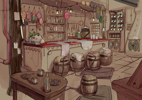 Tavern Concept Art, Bar Concept Art, Tavern Art, Restaurant Design Concepts, Interior Concept Art, Cowboys Bar, Game Background Art, Storyboard Ideas, Outdoor Restaurant Design