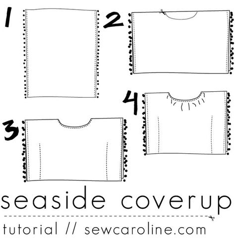 Seaside Coverup Tutorial Beach Coverup Pattern, Sewing 101, Sewing Projects For Kids, Creation Couture, Fashion Sewing Pattern, Diy Couture, Love Sewing, Dress Sewing Patterns, Sewing For Kids