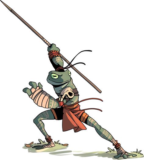 Grippli Character Concept, Sensei Character Design, Grung Dnd Character Art, Dnd Monk Character Design, Frog Concept Art, Grung Dnd, Frog Character Design, Frog Warrior, Fantasy Frog