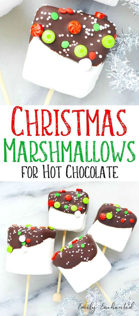 Marshmallow Christmas Treats, Christmas Marshmallows, Christmas Fruits, Gift Recipes, Breakfast Christmas, Christmas Meal, Chocolate Covered Marshmallows, Hot Chocolate Marshmallows, Santa Crafts