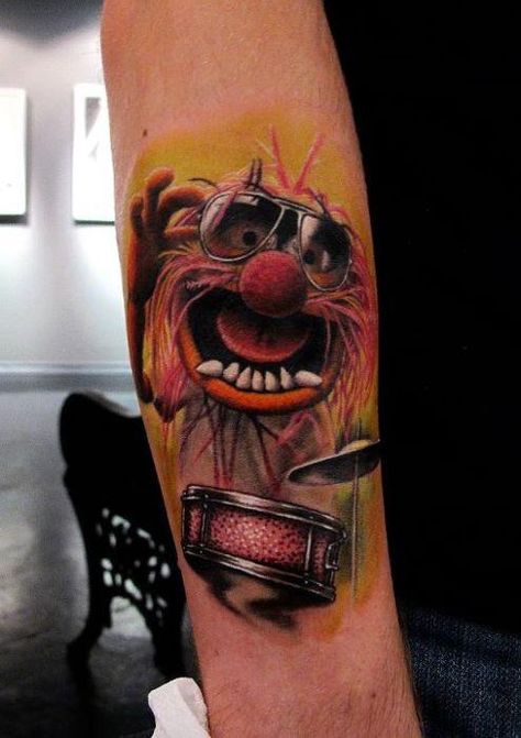 . Muppets Tattoo, Drummer Tattoo, Animal Muppets, Drum Tattoo, Paradise Tattoo, Worlds Best Tattoos, Street Tattoo, Cool Small Tattoos, Small Tattoos For Guys